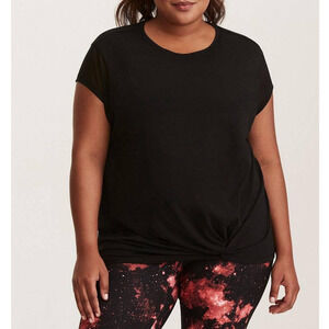 Torrid Women’s Plus Size 1X Active Black Front Knot Short Sleeve Tee Short